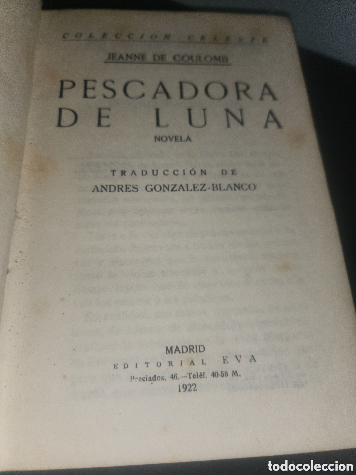 Libros antiguos: Pescadora de Luna 1922 edit. EVA - Foto 2