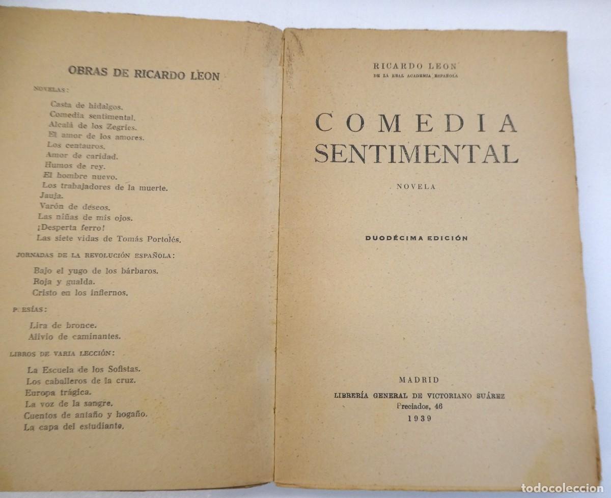 Libros antiguos: COMEDIA SENTIMENTAL RICARDO LE&Oacute;N 1939 - Foto 3