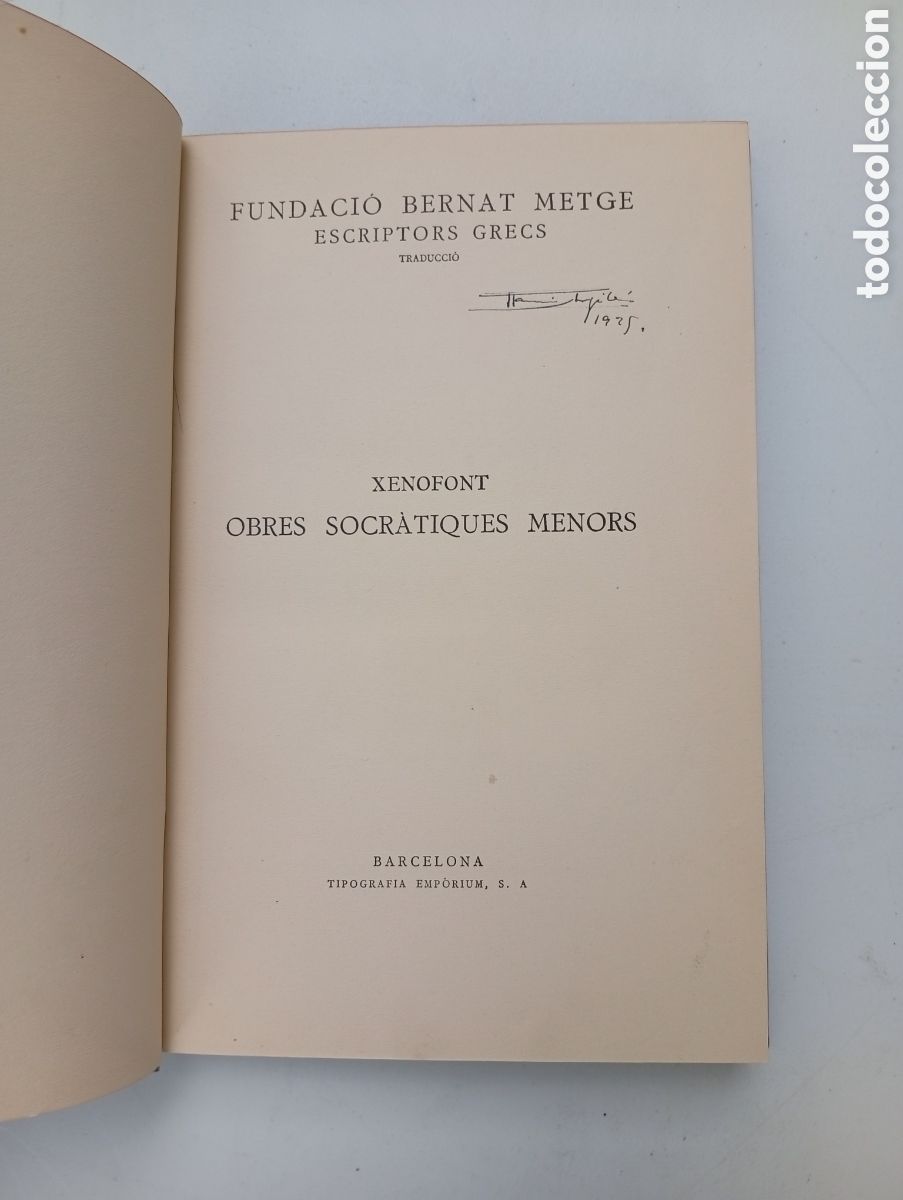 Libros antiguos: Fundaci&oacute; Bernat metge escriptors grecs Xenofont 1924 - Foto 3