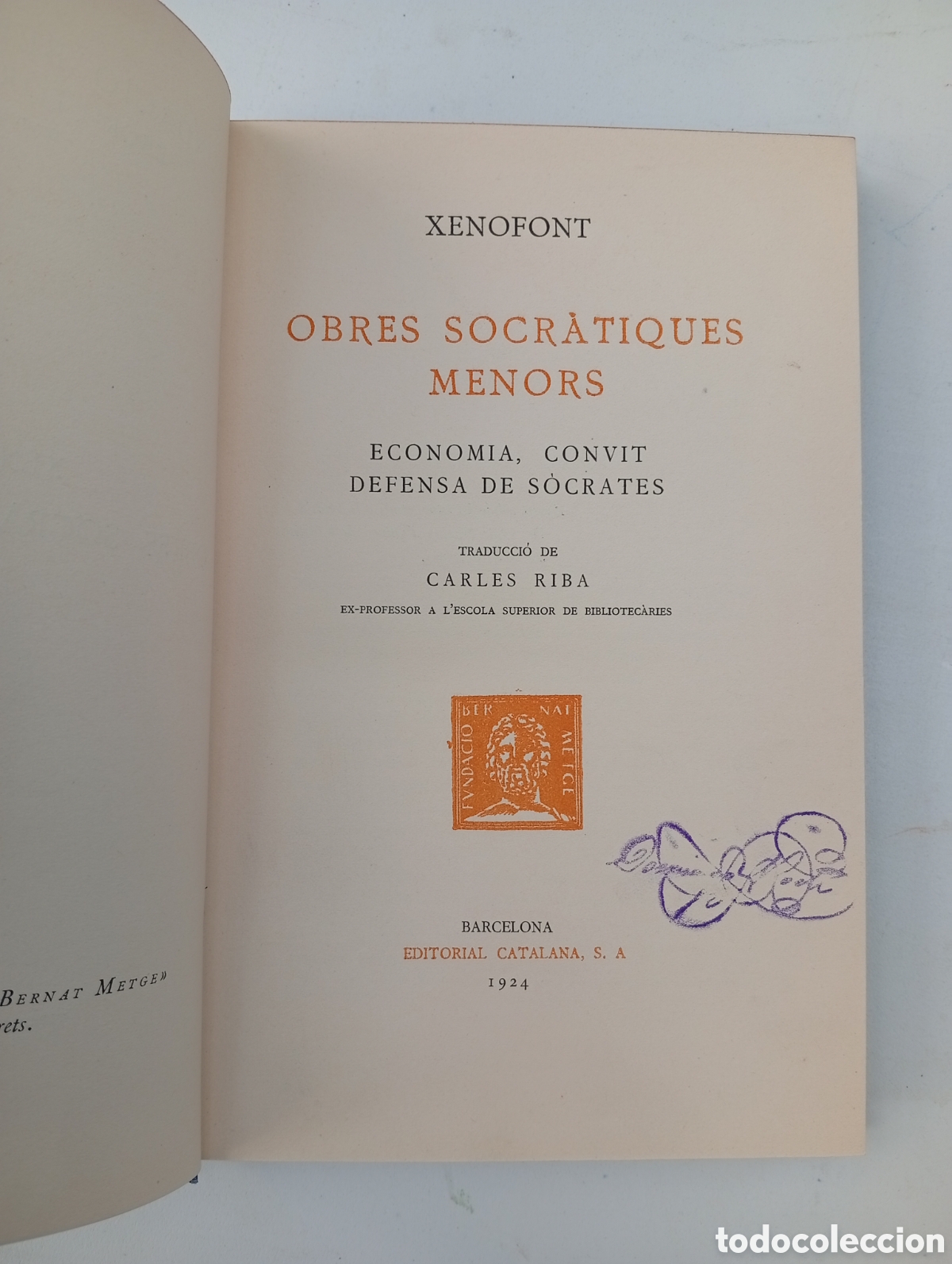 Libros antiguos: Fundaci&oacute; Bernat metge escriptors grecs Xenofont 1924 - Foto 2