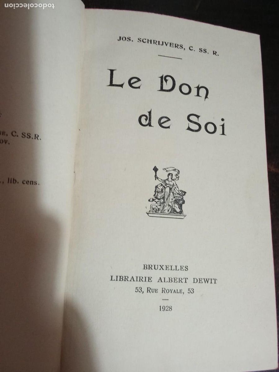 Libros antiguos: Le Don de Soi.1928.Jos Schrijvers. - Foto 2