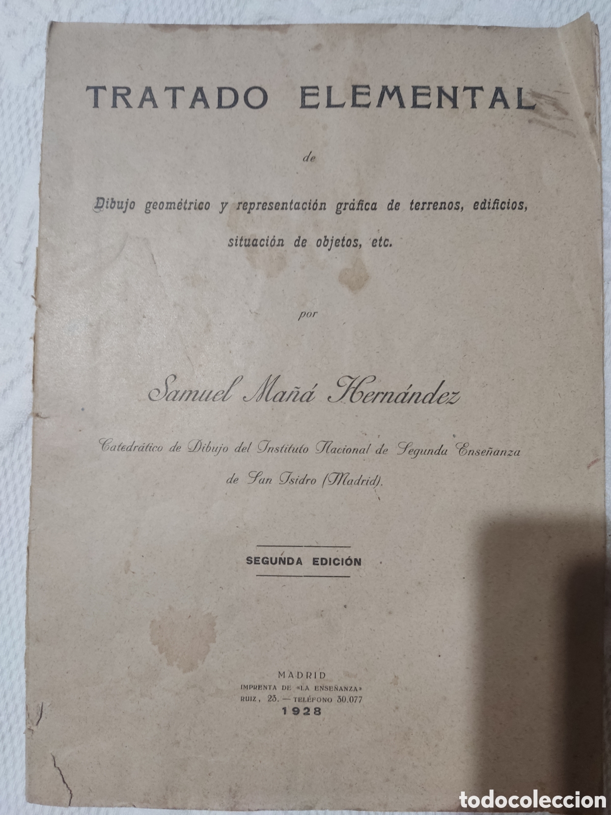 Libros antiguos: Tratado elemental ( Samuel Ma&ntilde;a Hern&aacute;ndez ) - Foto 1