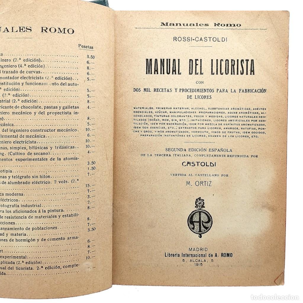 Libros antiguos: MANUAL DEL LICORISTA. Rossi-Castoldi - Foto 2