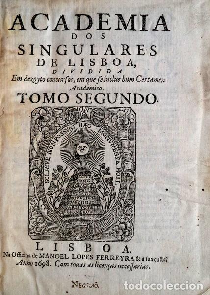 Libros antiguos: ACADEMIAS DOS SINGULARES DE LISBOA. - Foto 2