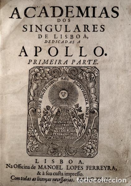 Libros antiguos: ACADEMIAS DOS SINGULARES DE LISBOA. - Foto 1