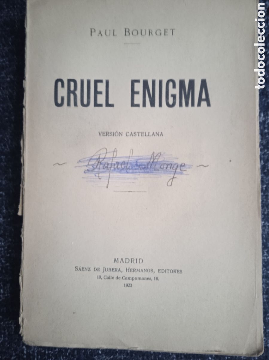 Libros antiguos: Cruel enigma / Paul Bourget 1923 - Foto 1