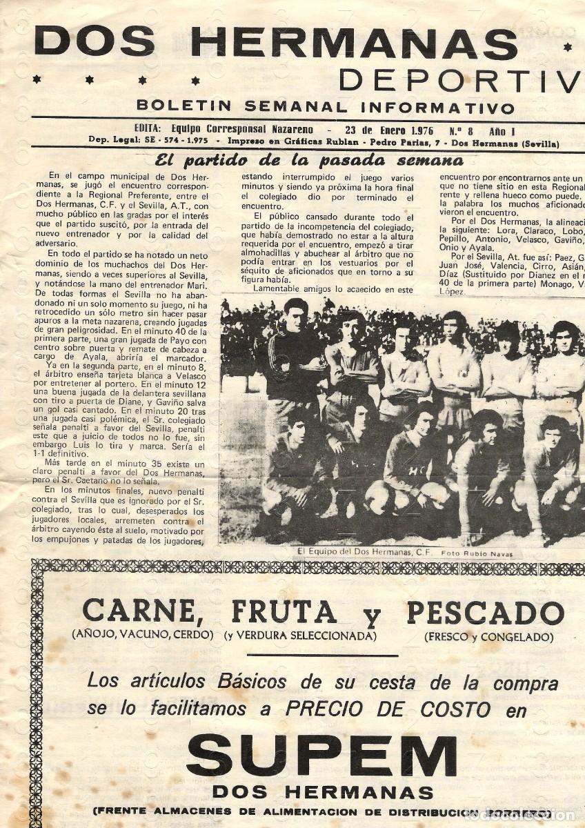 Old books: SEVILLA DOS HERMANAS DEPORTIVA 8 23 ENERO 1976 35 CM 4 PGS F51