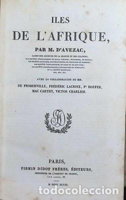 Libros antiguos: Iles de L&acute;Afrique par M. D&acute;AVEZAC - Foto 2