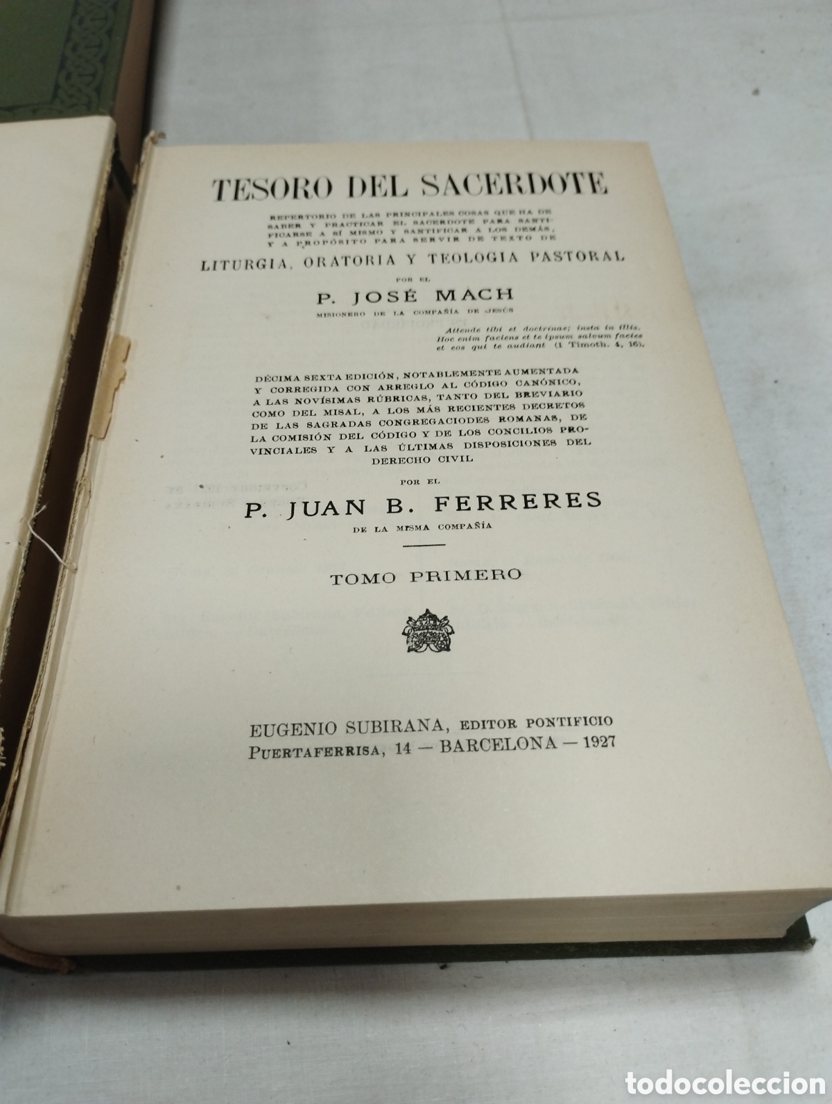 Libros antiguos: Tesoro del sacerdote. Mach-Ferreres, 1927 - Foto 2