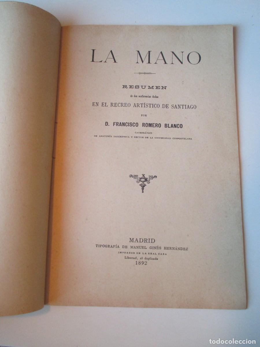 Libros antiguos: FRANCISCO ROMERO BLANCO La mano W36418 - Foto 2