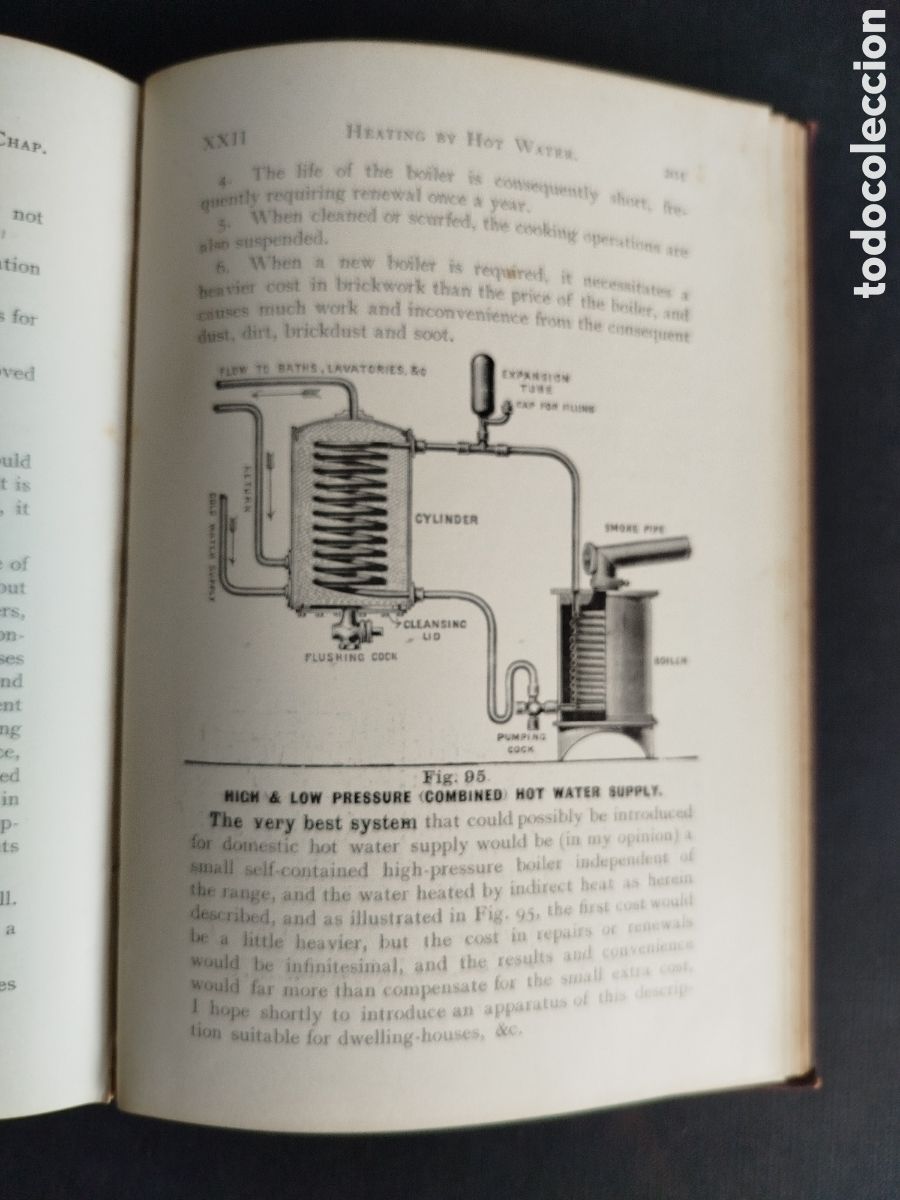 Libros antiguos: &rdquo;HEATING BY HOT WATER&rdquo; WALTER JONES. 1894 - Foto 4