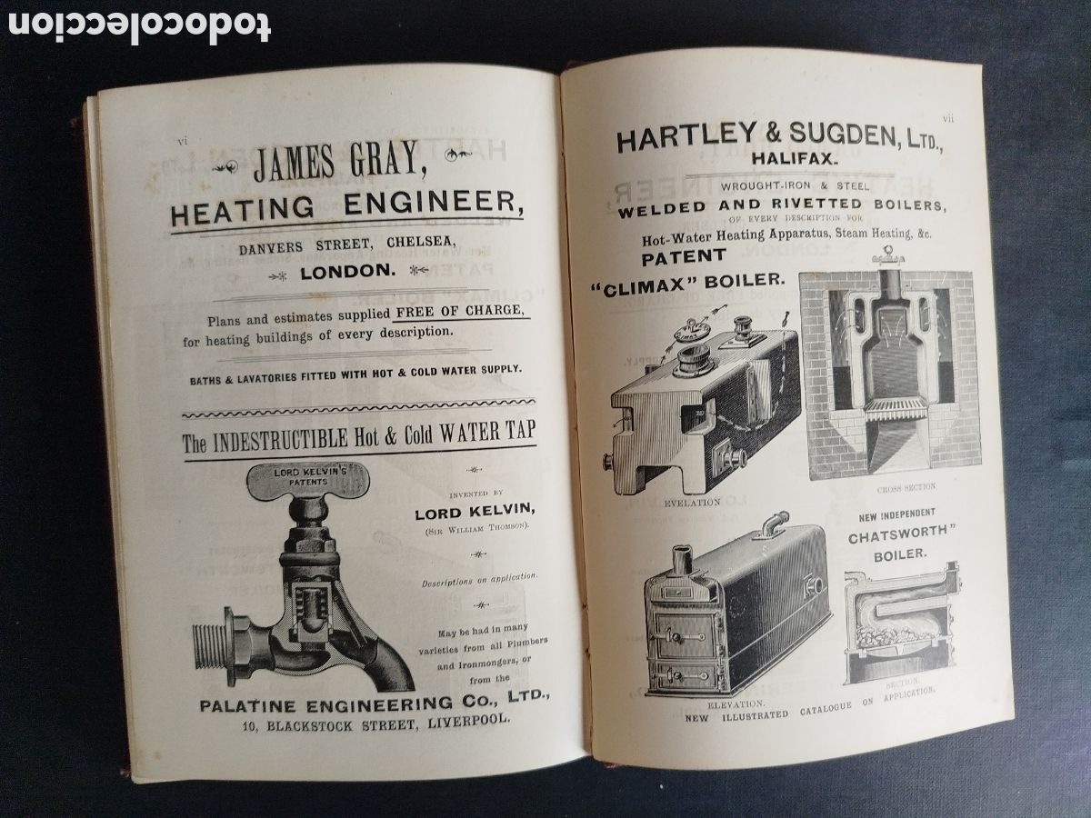Libros antiguos: &rdquo;HEATING BY HOT WATER&rdquo; WALTER JONES. 1894 - Foto 7