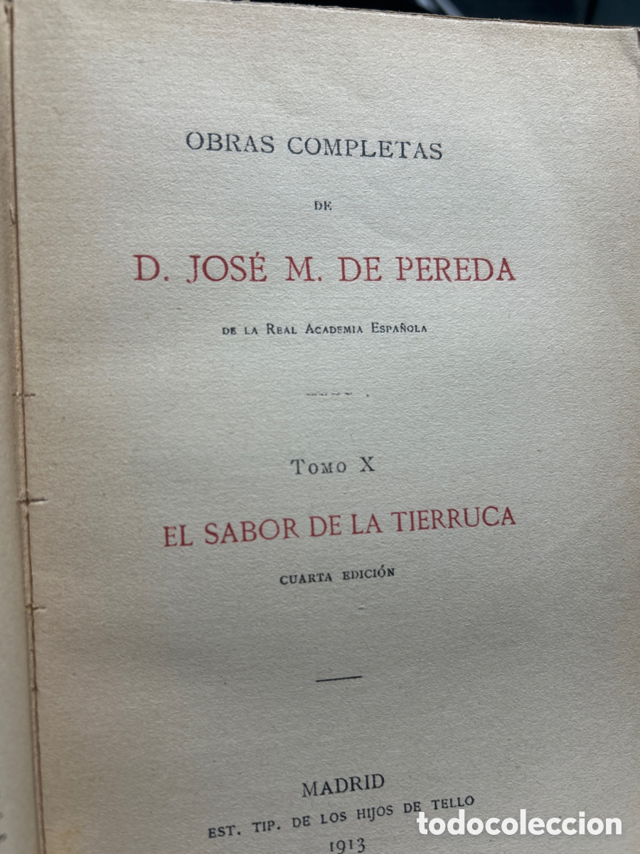 Libros antiguos: Obras completas de D Jos&eacute; M. De Pereda Tomo X - Foto 2
