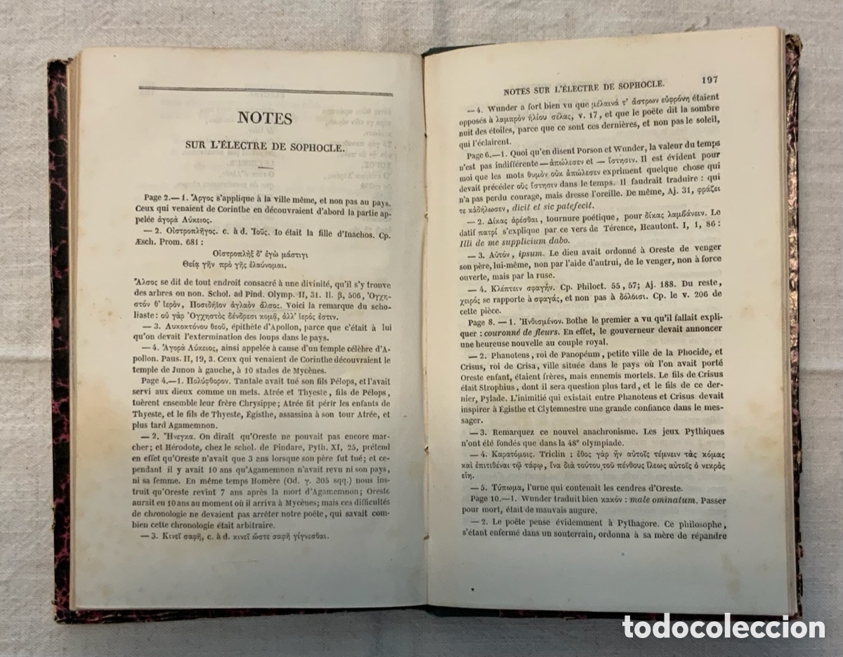 Libros antiguos: Les Auteurs Grecs. Sophocle. Electre. 1863 - Foto 7