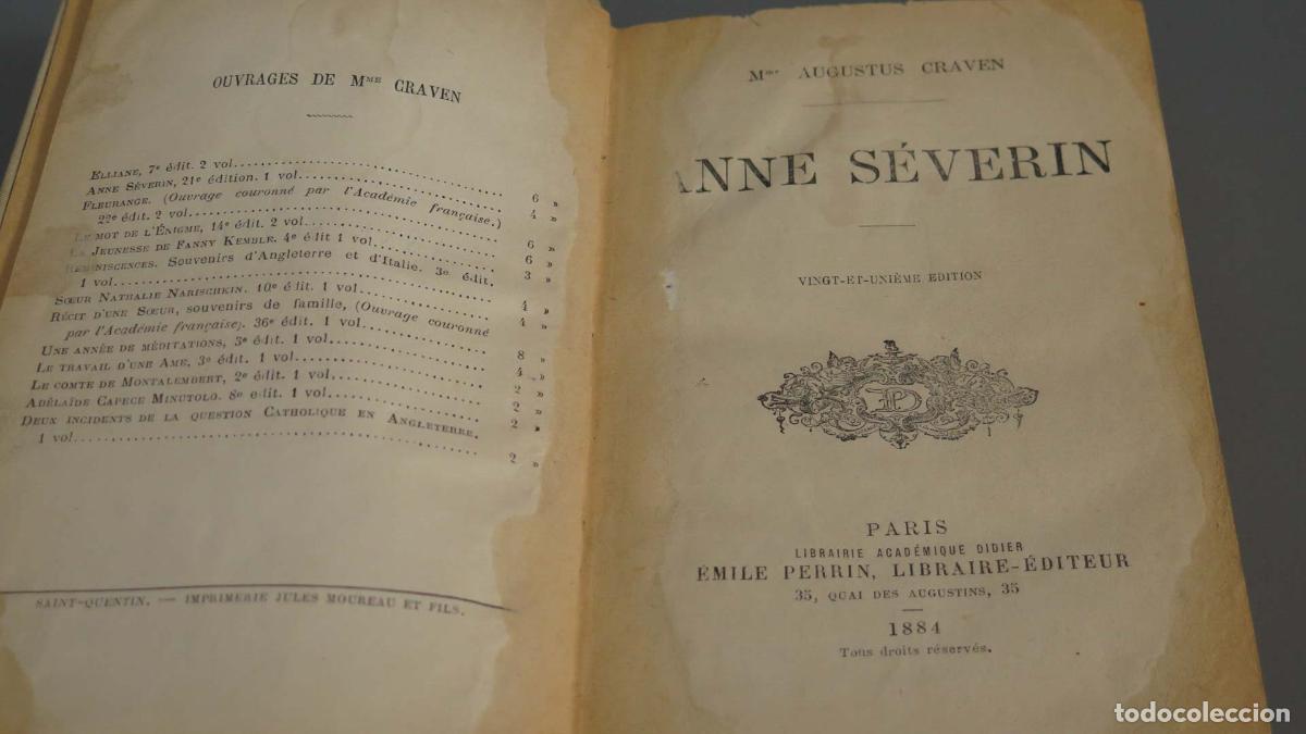 Libros antiguos: ANNE SEVERIN. CRAVEN AUGUSTUS. 1884 - Foto 2