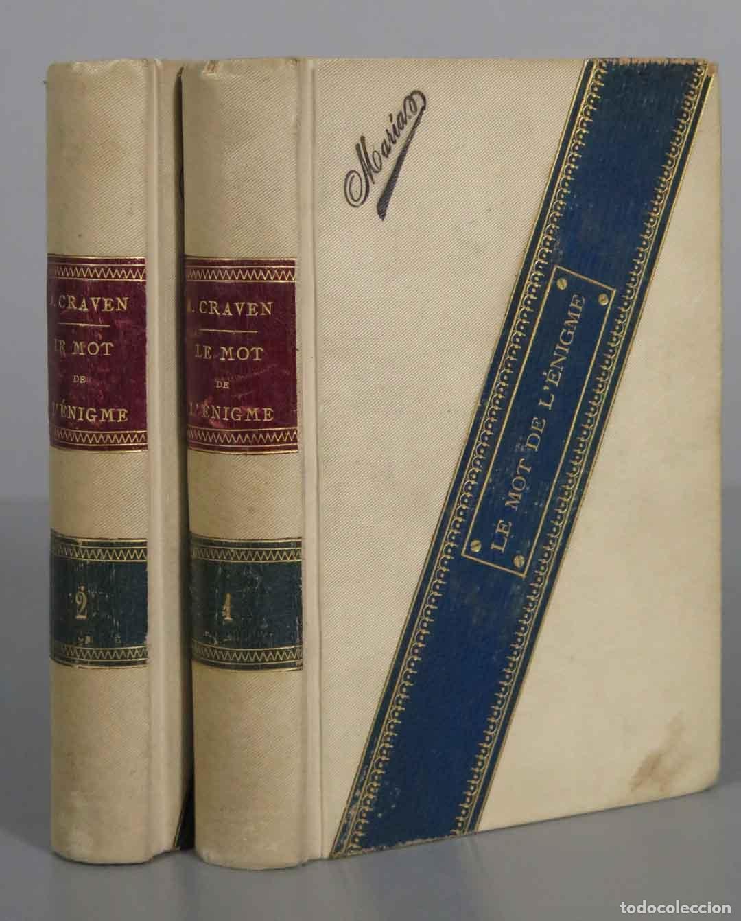 Libros antiguos: Le mot de l&acute;&eacute;nigme. CRAVEN. 1885. 2 TOMOS - Foto 1