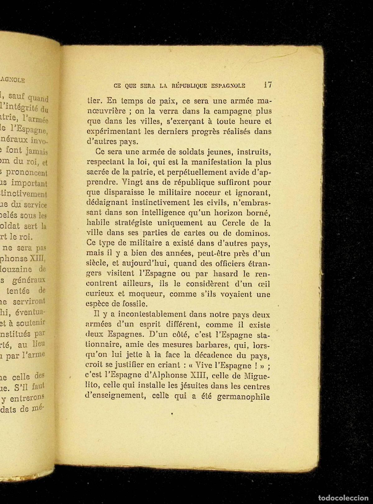 Libros antiguos: CE QUE SERA LA R&Eacute;PUBLIQUE ESPAGNOLE. - BLASCO IB&Aacute;&Ntilde;EZ, V. - Foto 3