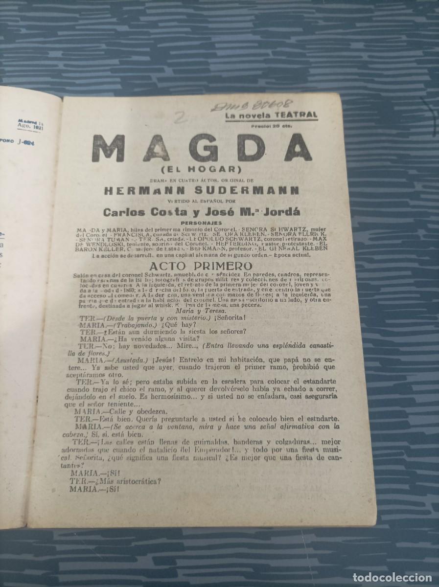 Libros antiguos: MAGDA,HERMANN SUDERMANN,LA NOVELA TEATRAL,NUM.247,1921. - Foto 2