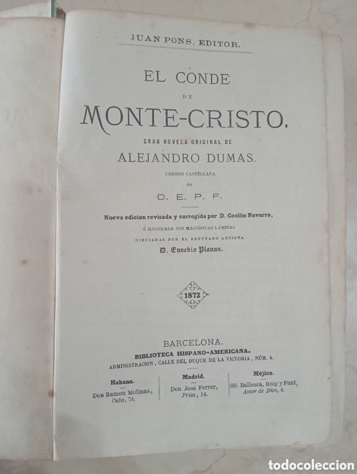 Libros antiguos: El Conde de Montecristo (1873) - Foto 3