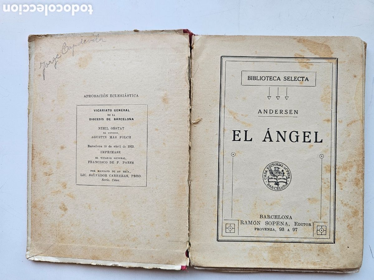 Libros antiguos: Libro El Angel Ramon Sopena 1923 Andersen - Foto 2
