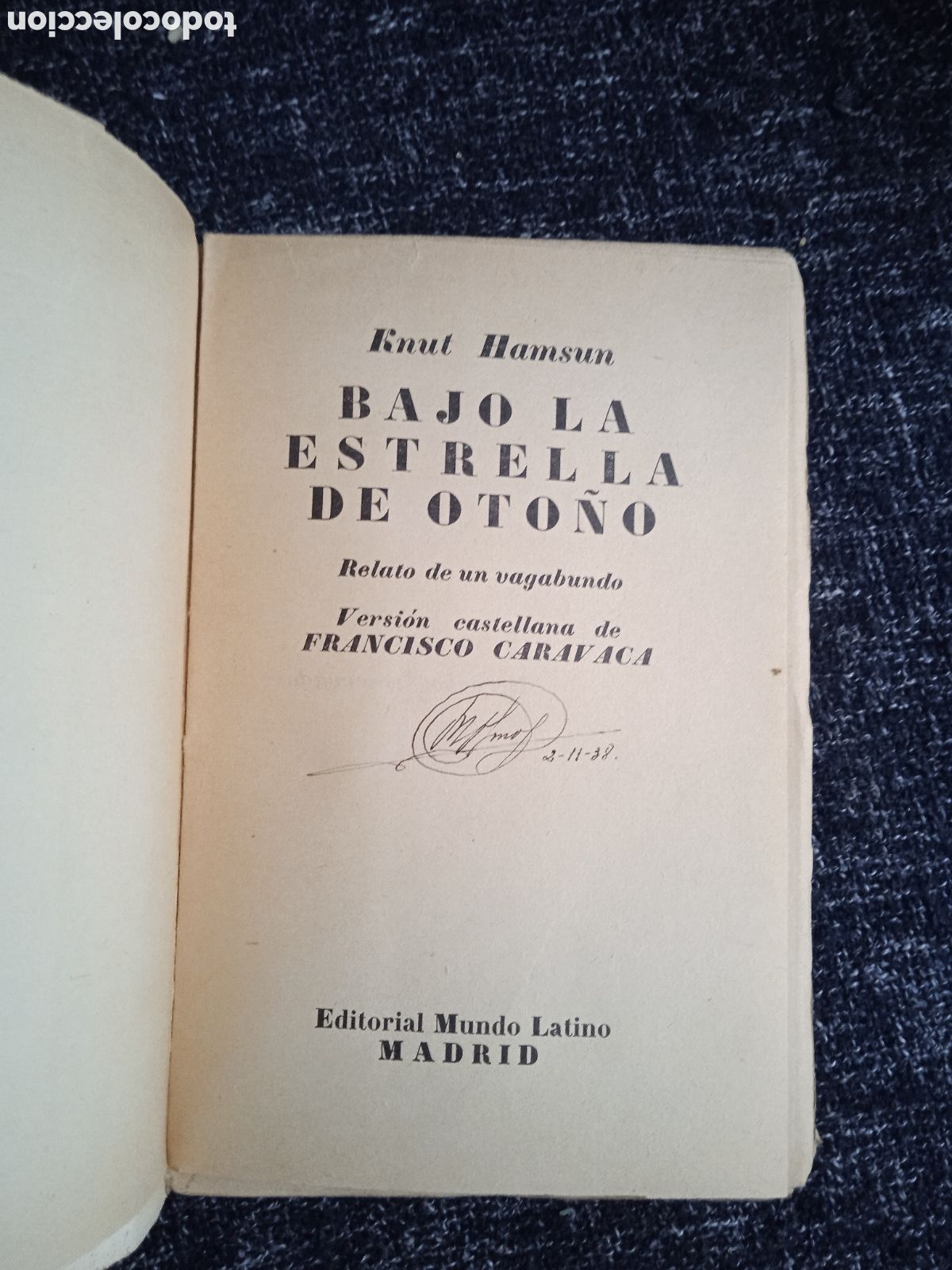 Libros antiguos: BAJO LAS ESTRELLAS DE OTO&Ntilde;O. / KNUT HAMSUN - 1928 - Foto 2