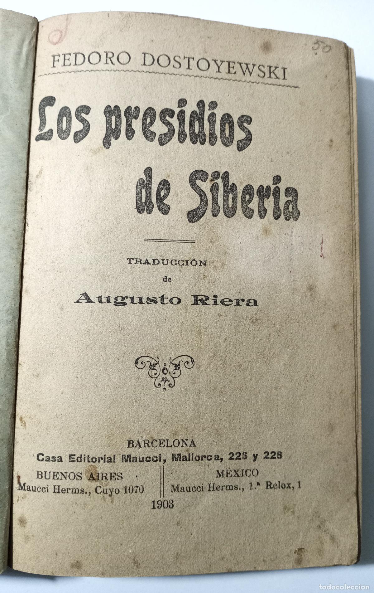 Libros antiguos: Los presidios de Siberia - Dostoyewski, Fedoro - Foto 1