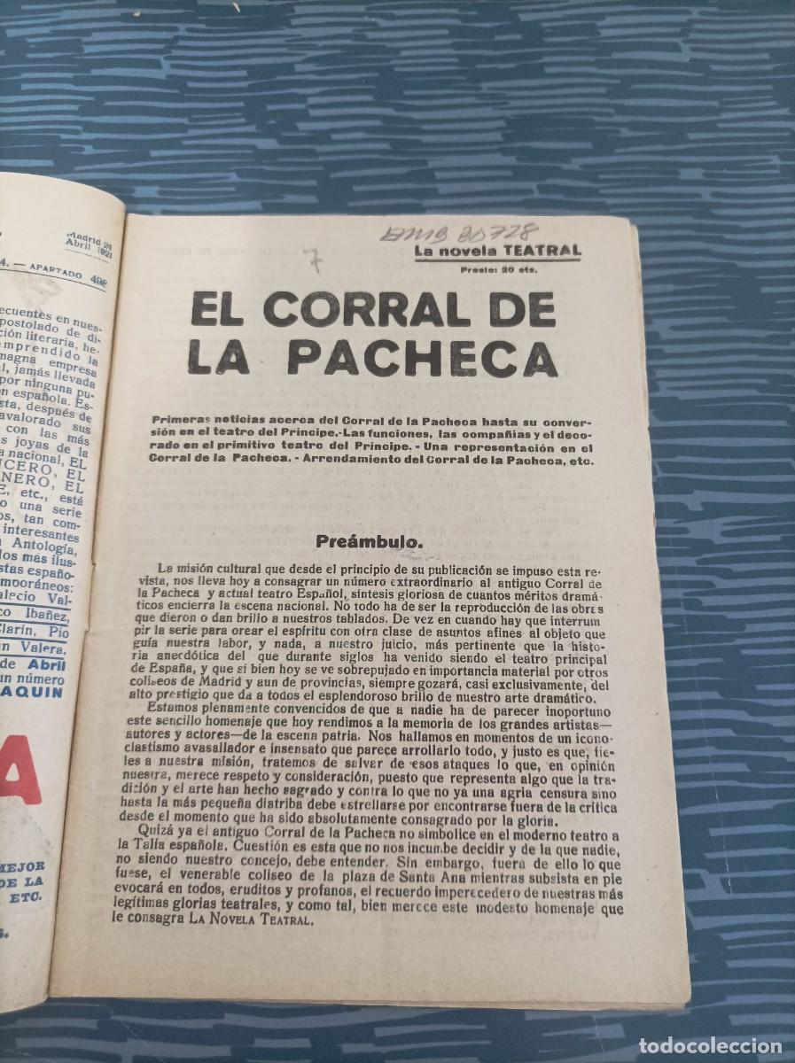 Libros antiguos: EL CORRAL DE LA PACHECA,LA NOVELA TEATRAL,NUM.231,1921 - Foto 2