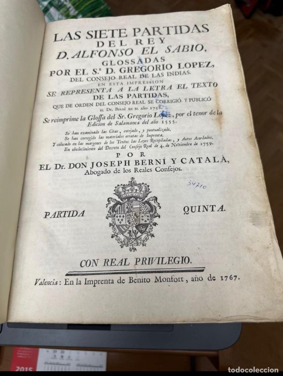 Libros antiguos: Siete Partidas del Rey D. Alfonso el Sabio - Foto 2