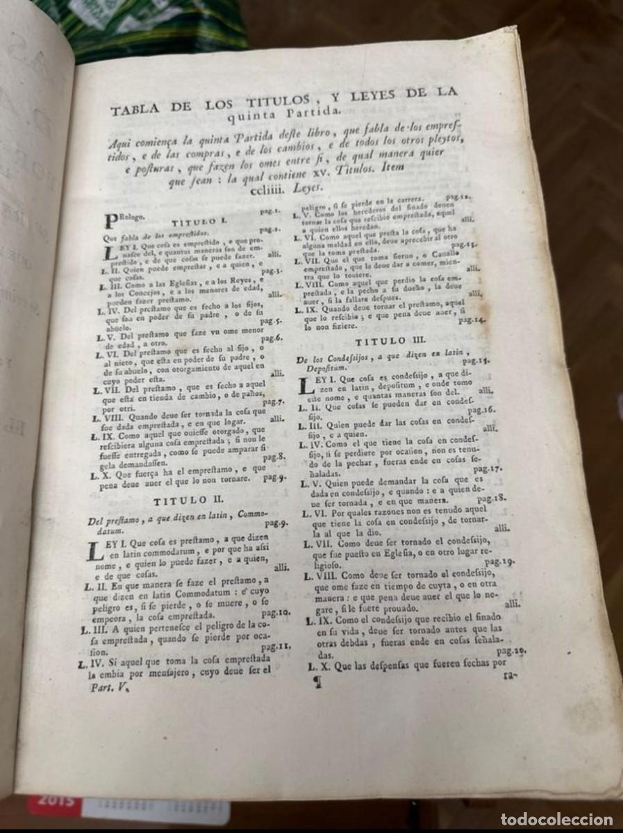 Libros antiguos: Siete Partidas del Rey D. Alfonso el Sabio - Foto 3