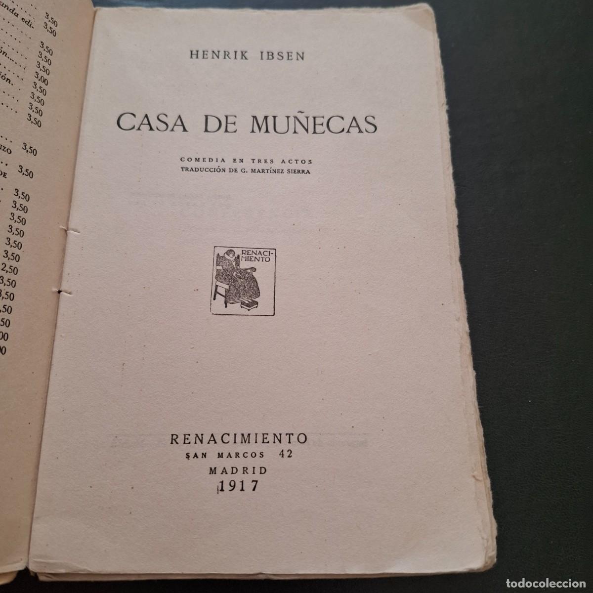 Libros antiguos: Casa de mu&ntilde;ecas - Ibsen - Renacimiento - 1917 - Foto 3