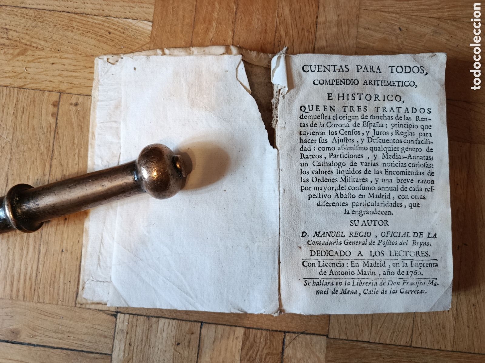 Libros antiguos: Cuentas para todos: compendio arithmetico e historico (1760) - Foto 1