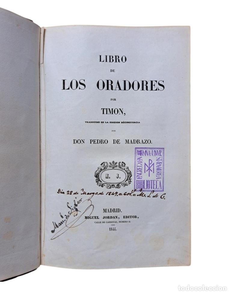 Libros antiguos: Tim&oacute;n.- LIBRO DE LOS ORADORES (1844) - Foto 4
