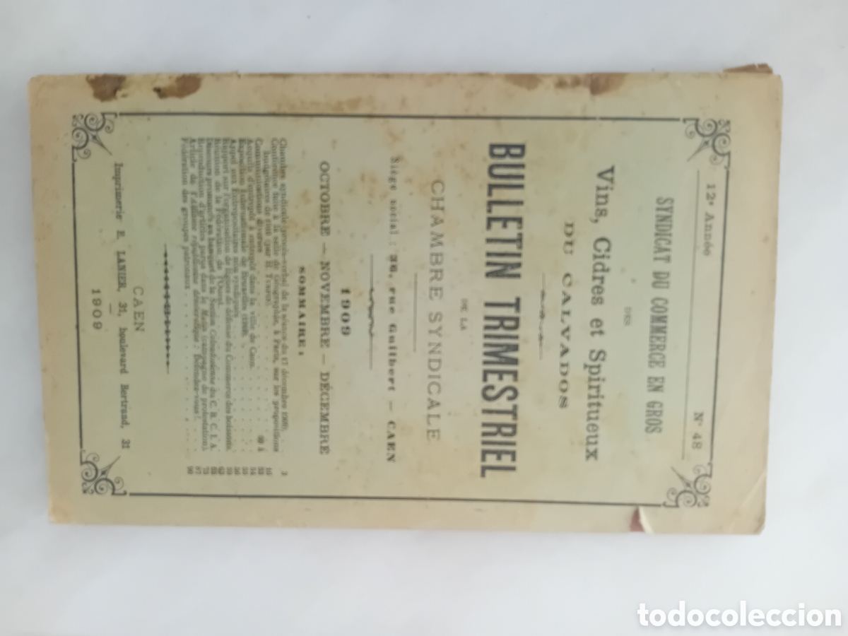 Libros antiguos: syndicat du commerce en gros Caen 1909 - Foto 1