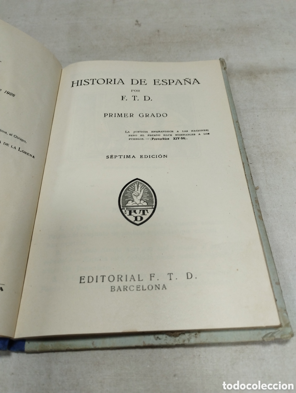 Libros antiguos: Historia de Espa&ntilde;a. Editorial FTD, 1928 - Foto 2