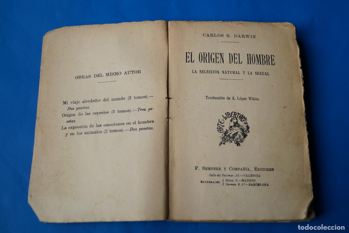 Libros antiguos: EL ORIGEN DEL HOMBRE. CARLOS DARWIN - Foto 2