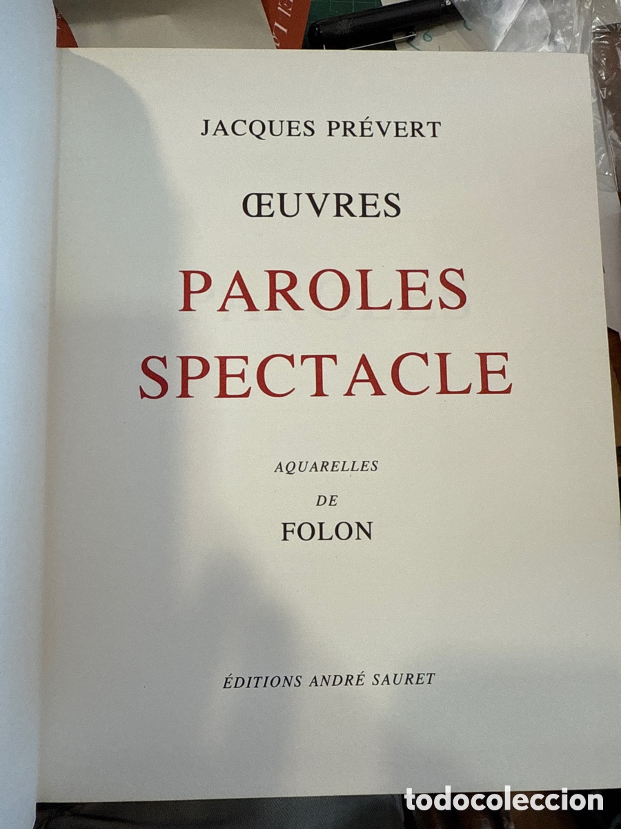 Libros antiguos: PR&Eacute;VERT, Jacques. Oeuvres / aquarelles de Folon - Foto 4