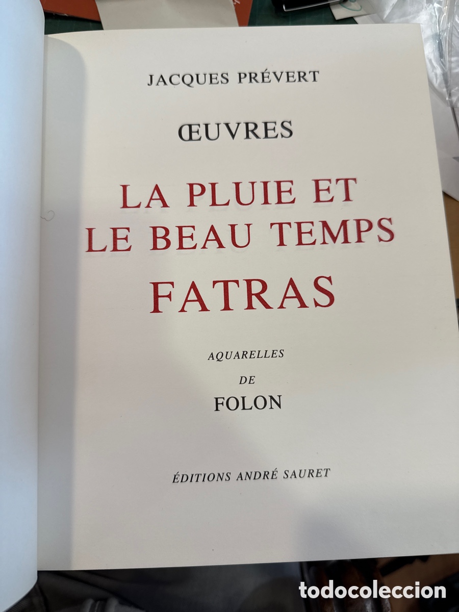 Libros antiguos: PR&Eacute;VERT, Jacques. Oeuvres / aquarelles de Folon - Foto 7