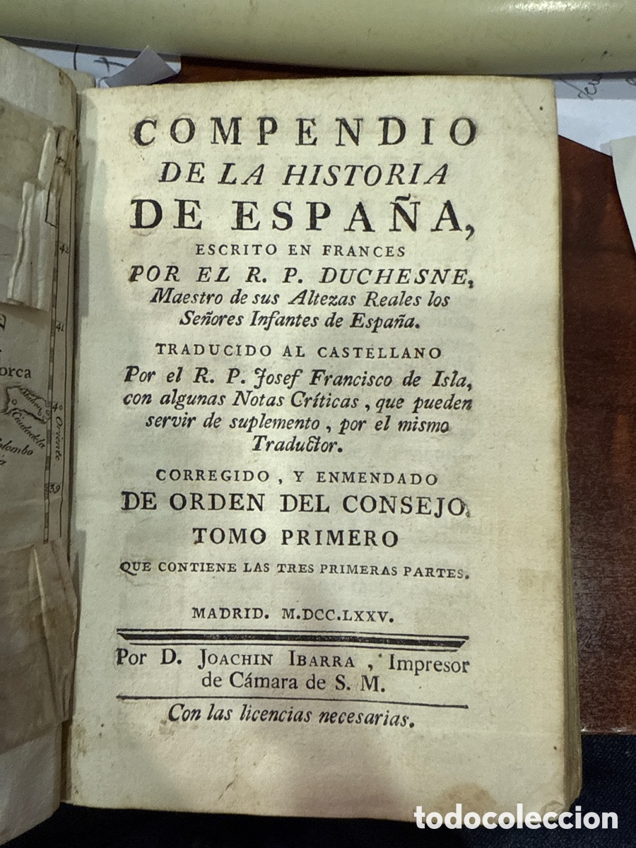 Libros antiguos: DUCHESNE. Compendio de la historia de Espa&ntilde;a (2t.) - Foto 2