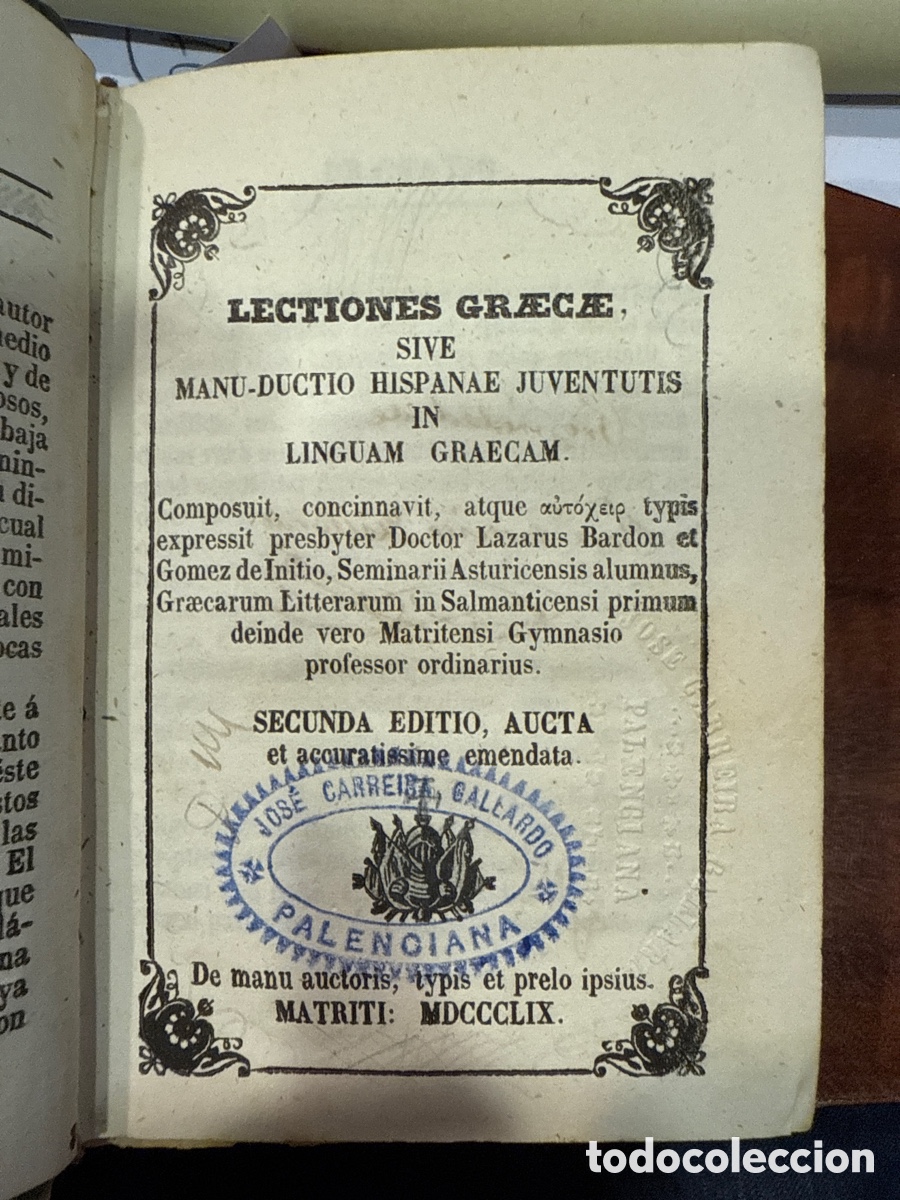 Libros antiguos: BARDON ET GOMEZ DE INITIO, Lazarus. Lectiones graecae - Foto 1