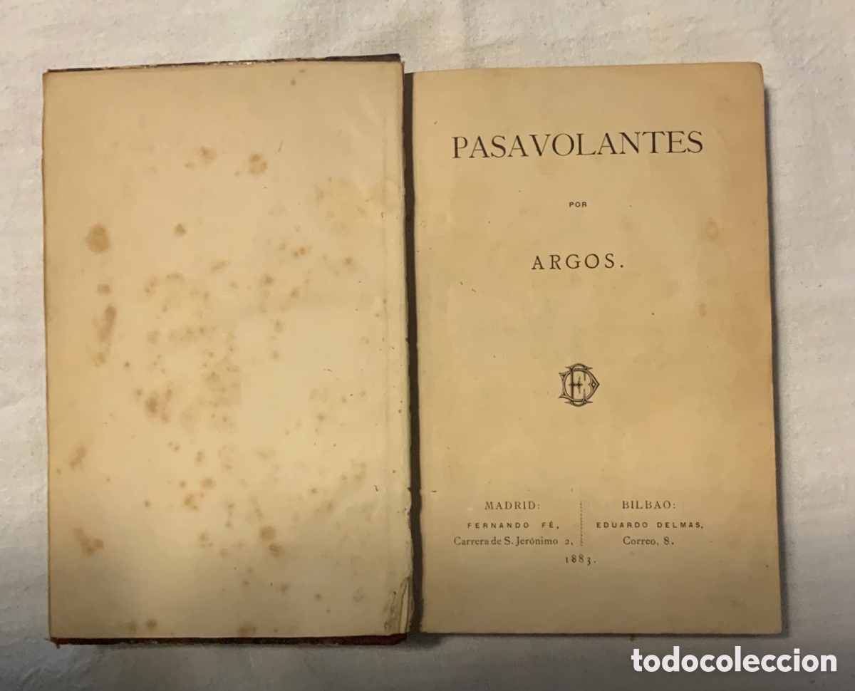 Libros antiguos: Pasavolantes por Argos. 1883 - Foto 1