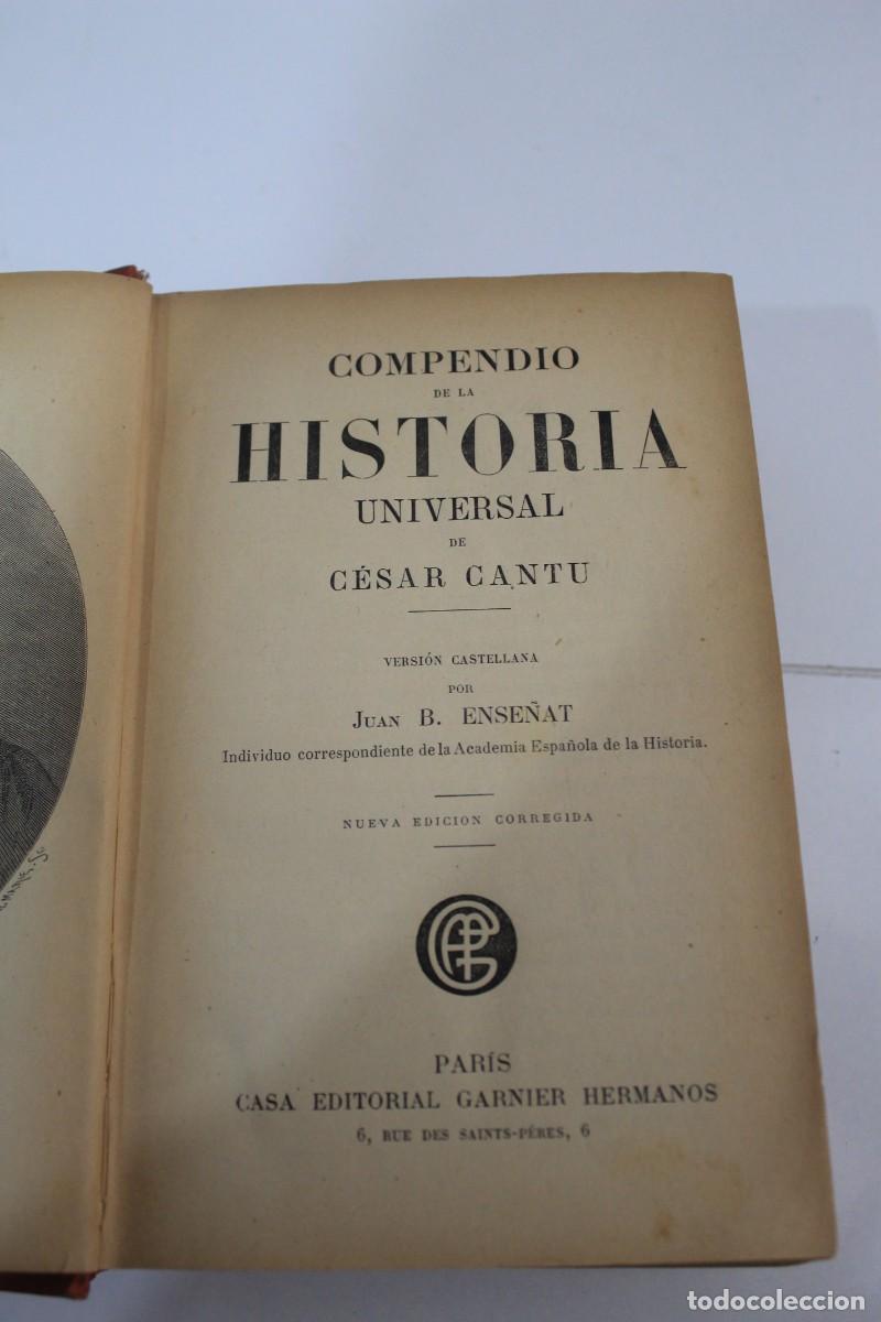 Libros antiguos: COMPENDIO DE LA HISTORIA UNIVERSAL C&Eacute;SAR CANT&Uacute; NUEVA EDICION CORREGIDA - Foto 6