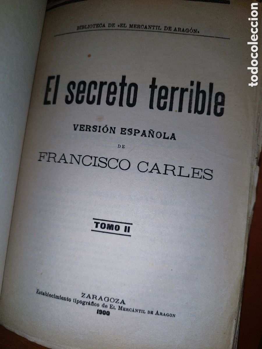Libros antiguos: A. FLEMING: EL SECRETO TERRIBLE. ED. EL MERCANTIL DE ARAGON, 1900. - Foto 5