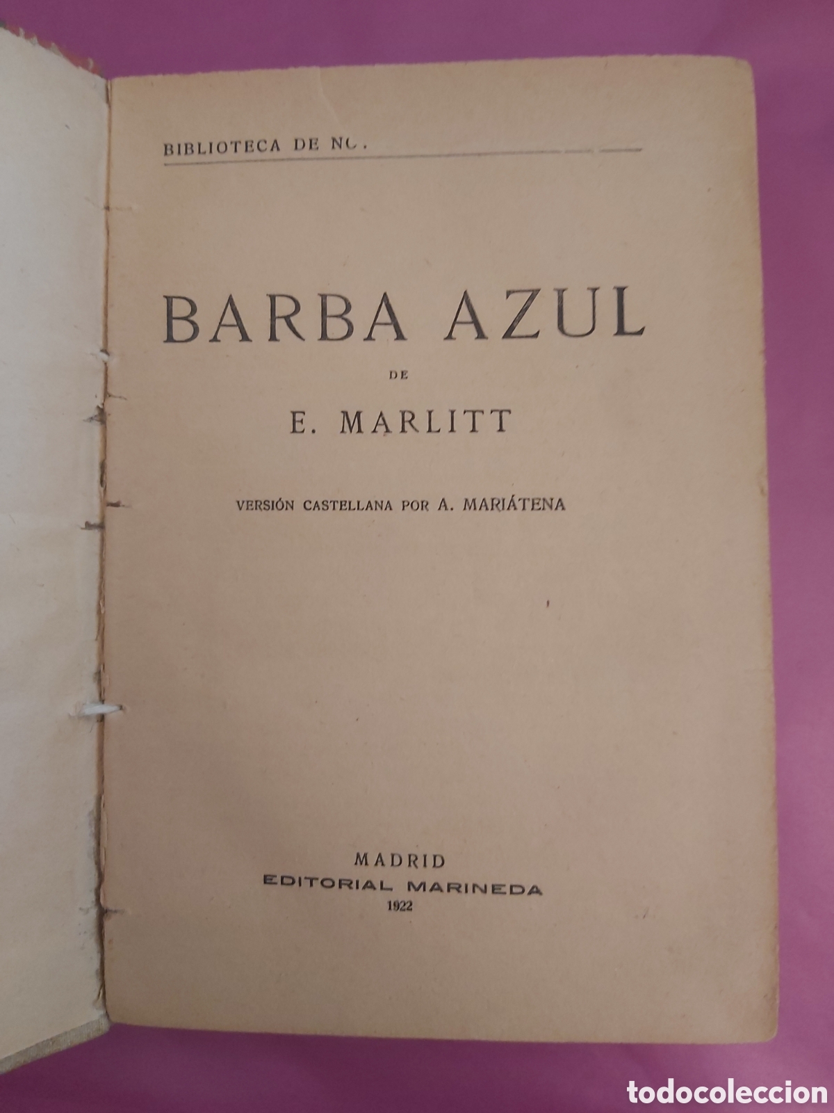 Libros antiguos: BARBA AZUL E. MARLITT MARINELA 1922 - Foto 1