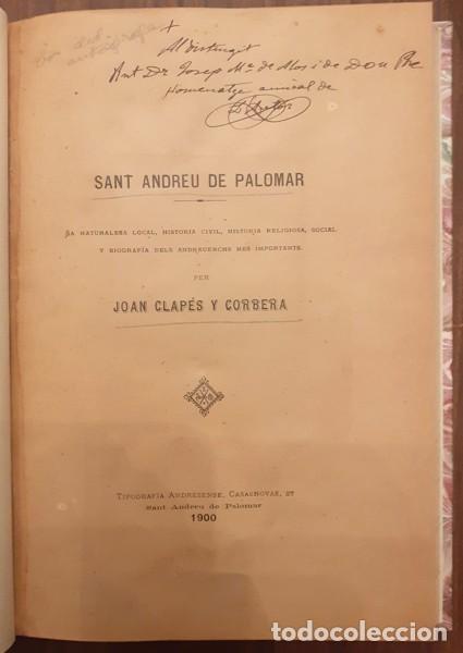 Libros antiguos: Sant Andreu de Palomar - Clapes y Corbera, Joan - 1900 - Foto 1