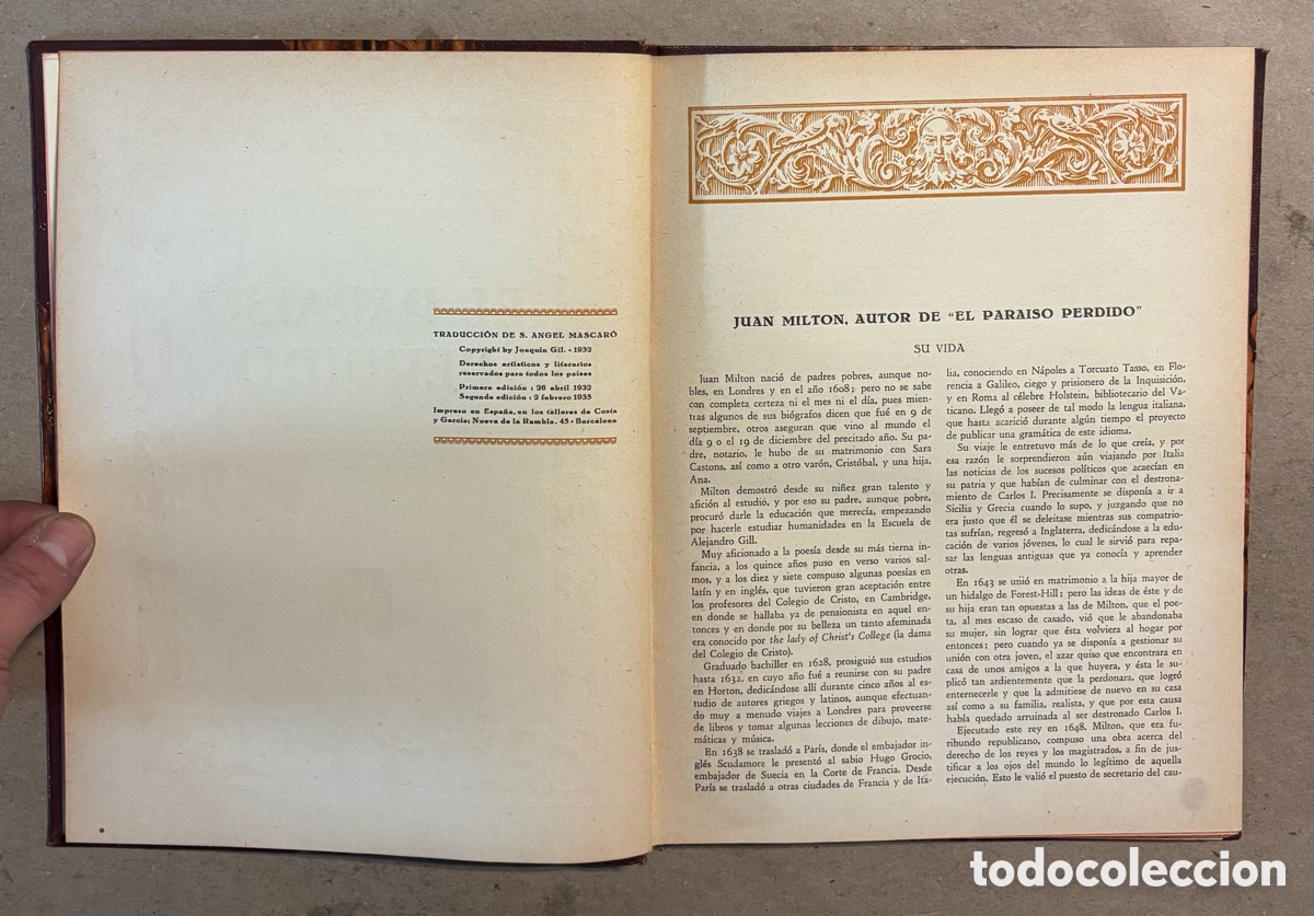 Libros antiguos: EL PARA&Iacute;SO PERDIDO. MILTON. JOAQU&Iacute;N GIL EDITOR 1935. - Foto 3