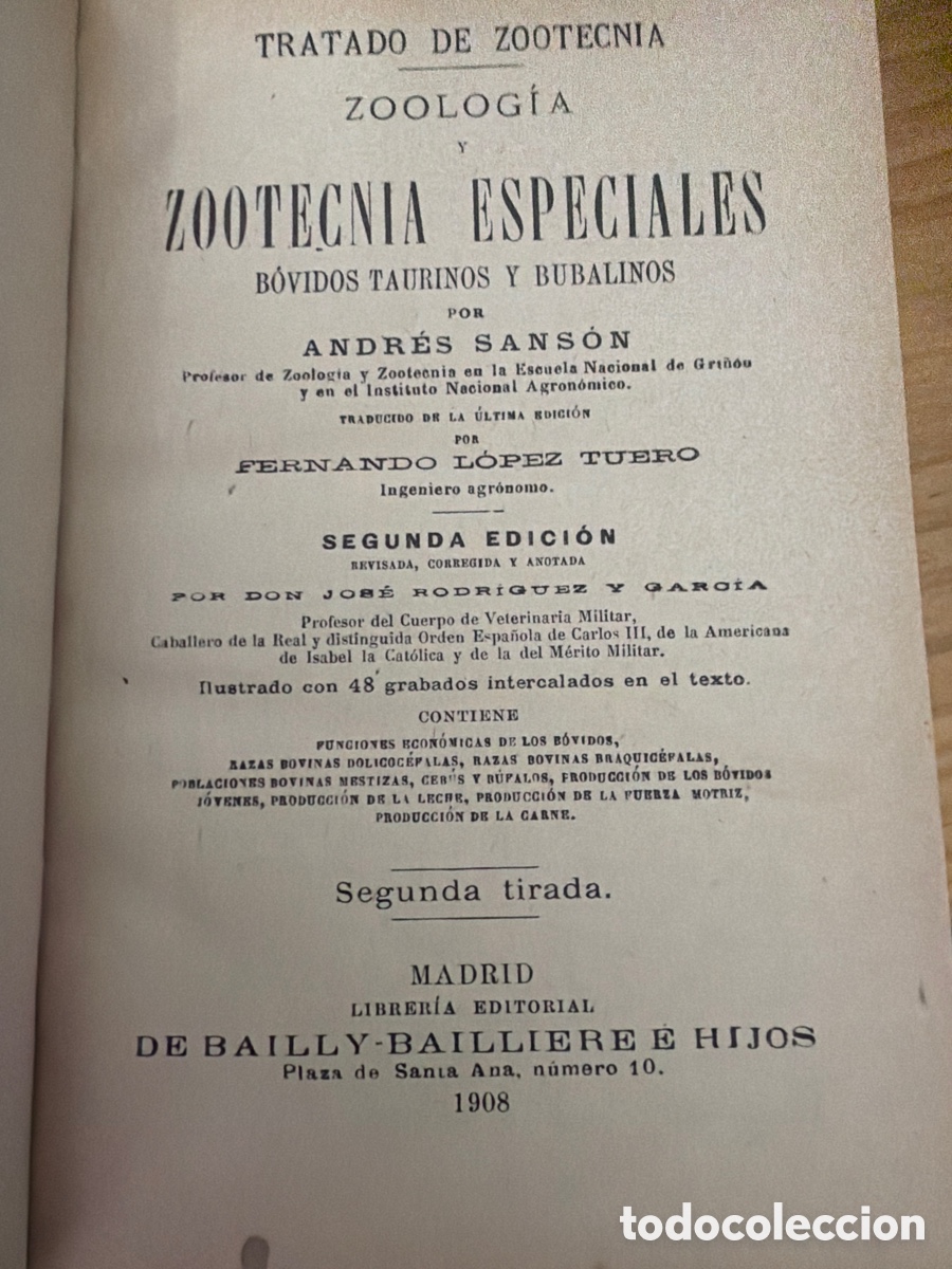 Libros antiguos: Zootecnica Sans&oacute;n tomo 1-4 - Foto 2