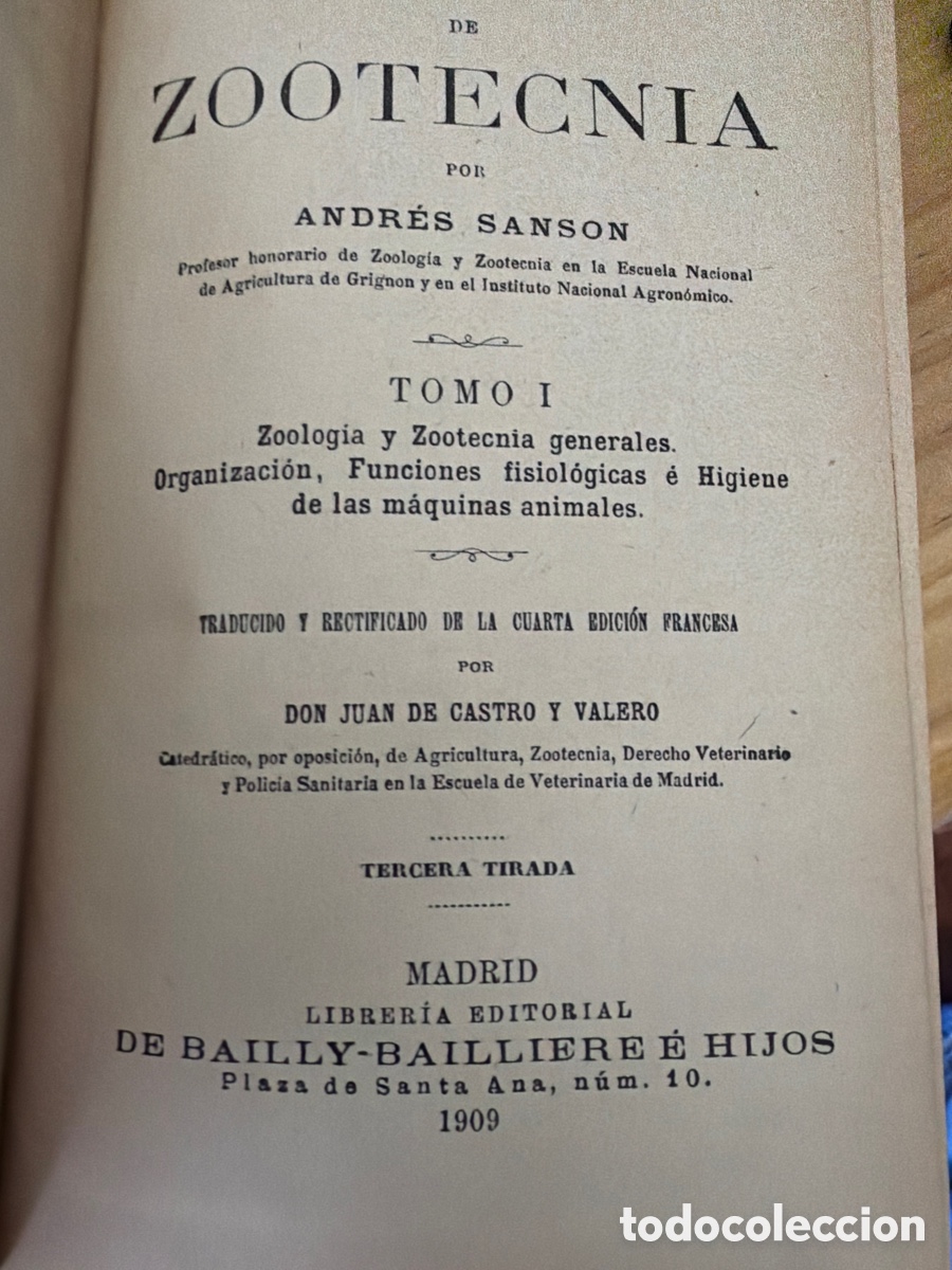 Libros antiguos: Zootecnica Sans&oacute;n tomo 1-4 - Foto 4
