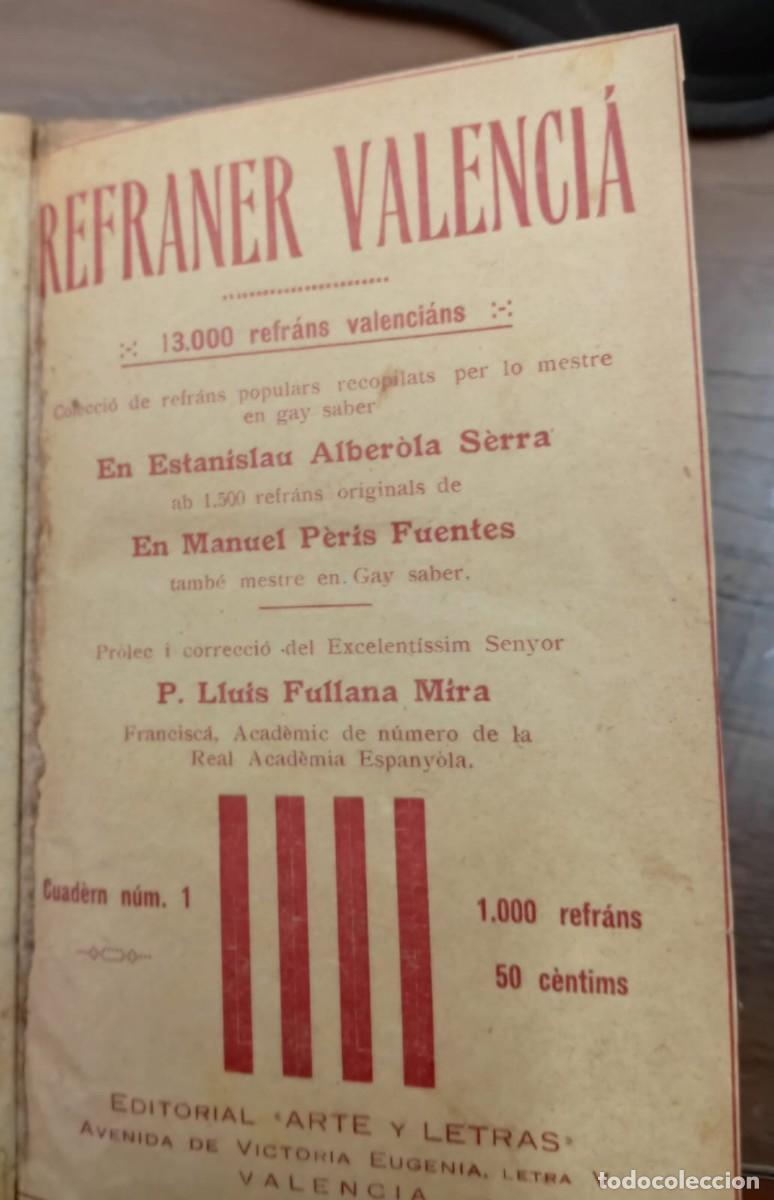 Libros antiguos: REFRANER VALENCI&Aacute; 13000 refrans valencians - Foto 1
