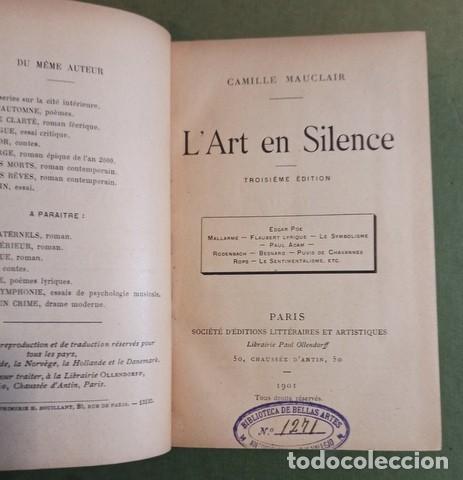 Libros antiguos: Camille Mauclair: L&rsquo;Art en Silence. 1901 - Foto 2