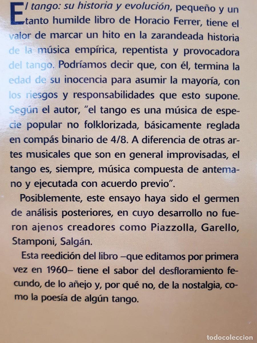 Libros antiguos: EL TANGO SU HISTORIA Y EVOLUCION HORACIO FERRER - Foto 3